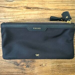 Black Anya hindmarch 3 compartment zippered pouch